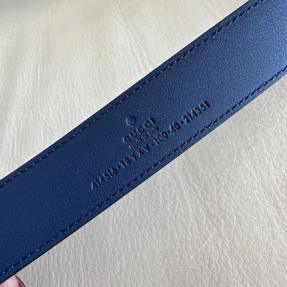 NEW GUCCI BLUE MARMONT BELT GG SIZE 100 Cm 40 In 100% Authentic - Picture 6 of 6